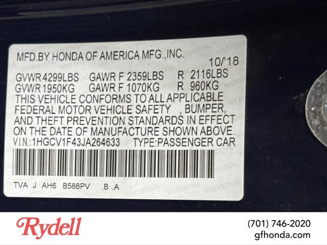 2018 Honda Accord Sedan EX 1.5T