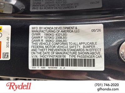 2026 Honda Accord Sedan SE