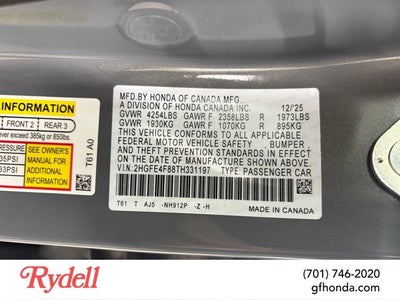 2026 Honda Civic Sedan Hybrid Sport Touring