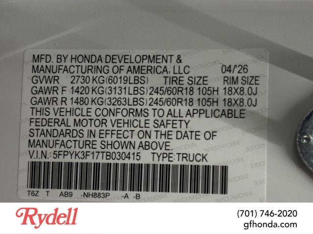 2026 Honda Ridgeline Sport