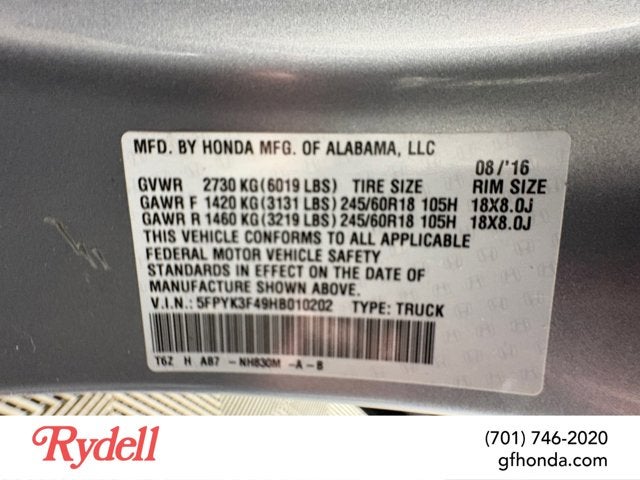 2017 Honda Ridgeline RTS