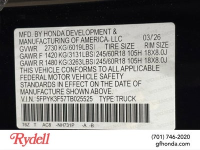 2026 Honda Ridgeline RTL