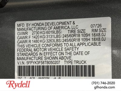 2026 Honda Ridgeline RTL