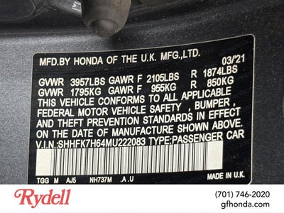 2021 Honda Civic Hatchback EX