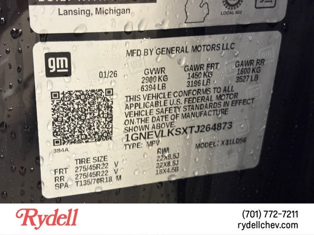 2026 Chevrolet Traverse AWD RS